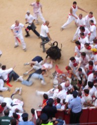 Running of the bulls in Pamplona, Spain